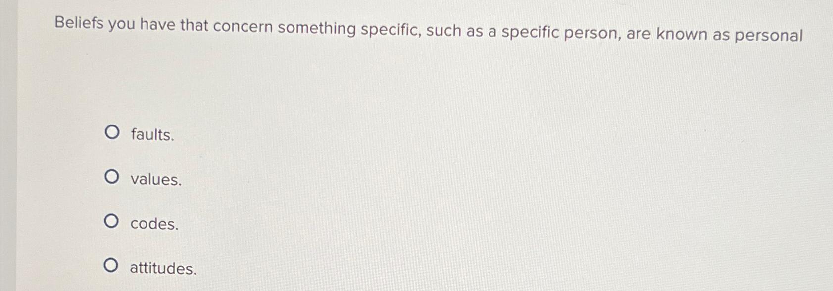 Solved Beliefs you have that concern something specific, | Chegg.com