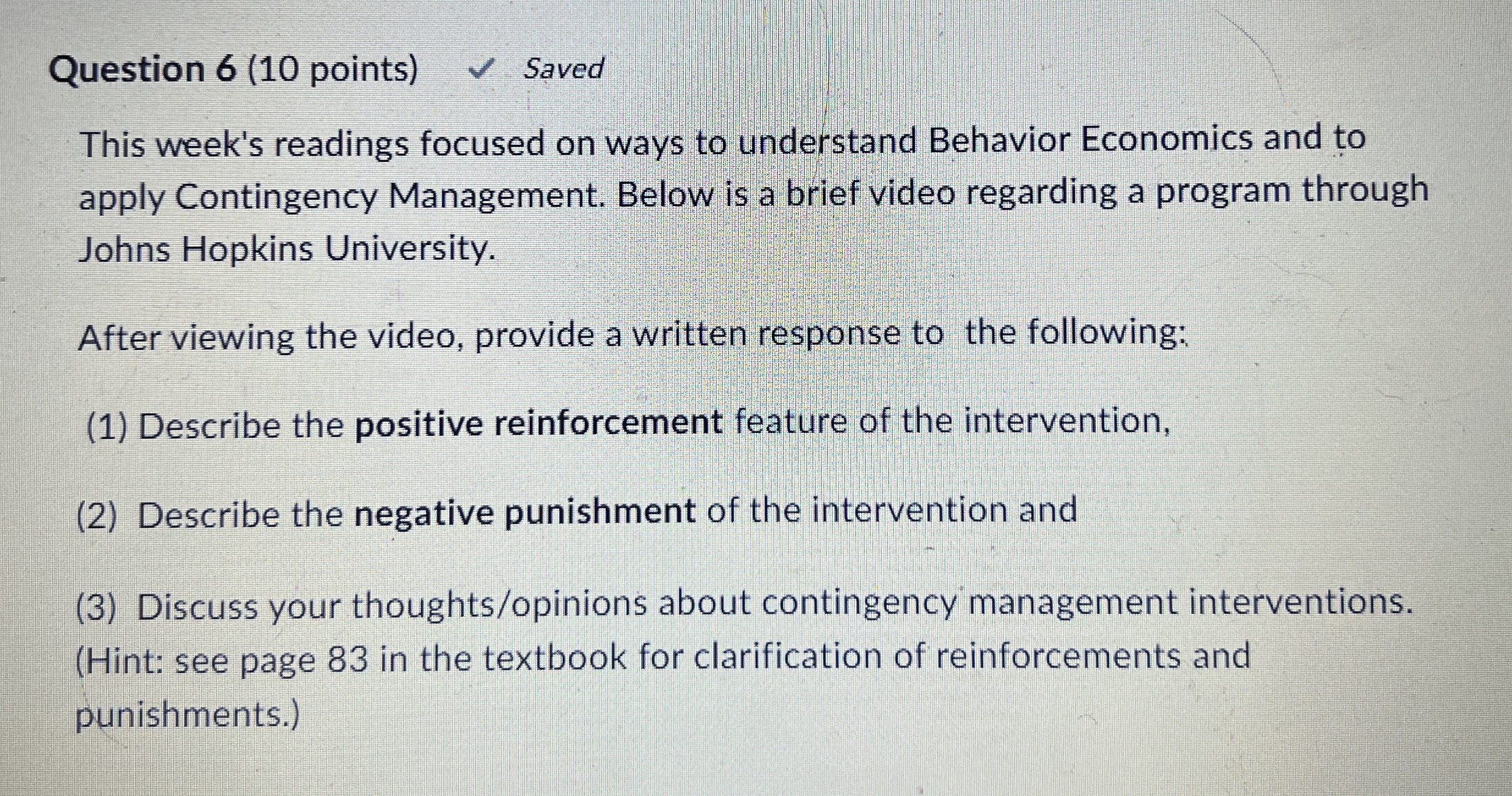 Solved Question 6 (10 ﻿points)This week's readings focused | Chegg.com