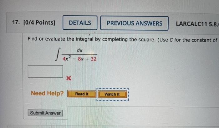 Solved 17. [0/4 Points] DETAILS PREVIOUS ANSWERS LARCALC11 | Chegg.com