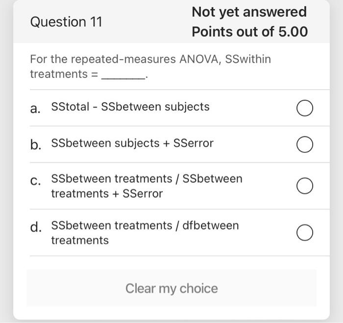 Solved Question 11 Not yet answered Points out of 5.00 For | Chegg.com