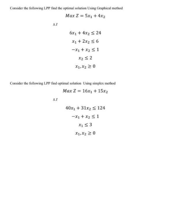 Solved Consider the following LPP find the optimal solution | Chegg.com