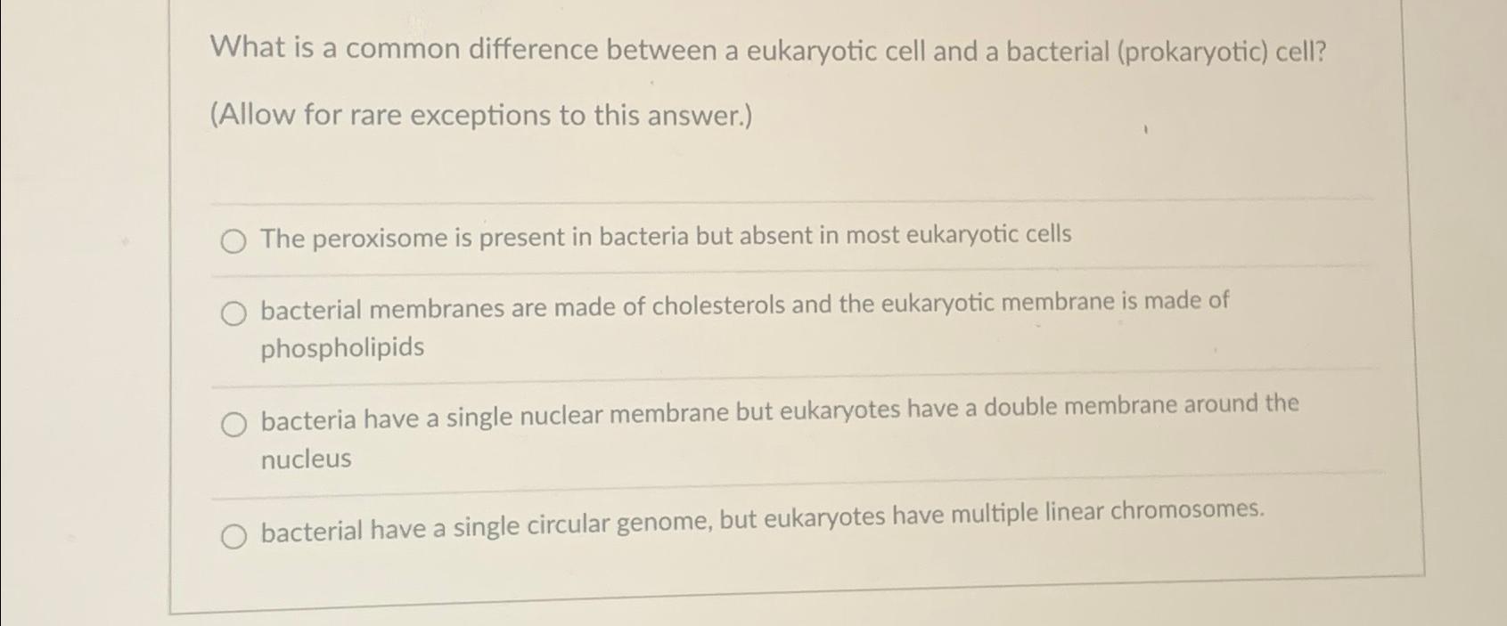Solved What is a common difference between a eukaryotic cell Biology Diagrams