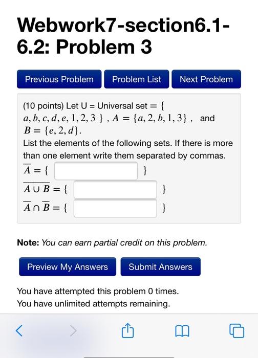 Solved Webwork7-section6.1- 6.2: Problem 3 Previous Problem | Chegg.com