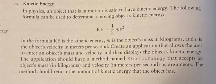 Solved Kinetic Energy In physics, an object that is in | Chegg.com