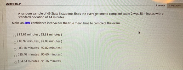 Solved Question 24 3 points Save Answer A random sample of | Chegg.com