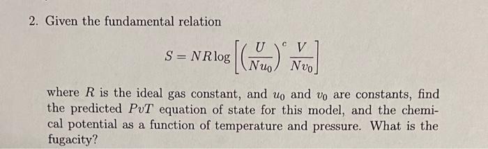 2. Given the fundamental relation | Chegg.com