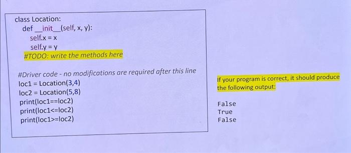 Solved For the given 'Location' class (on the next slide), | Chegg.com image.