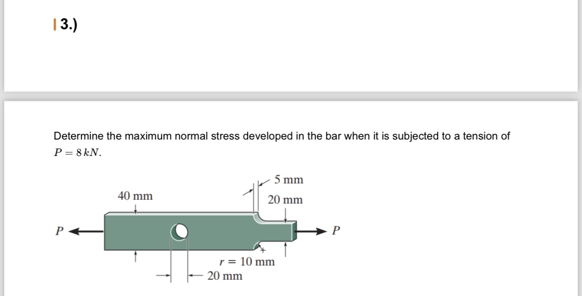 Solved | 3.)Determine the maximum normal stress developed in | Chegg.com