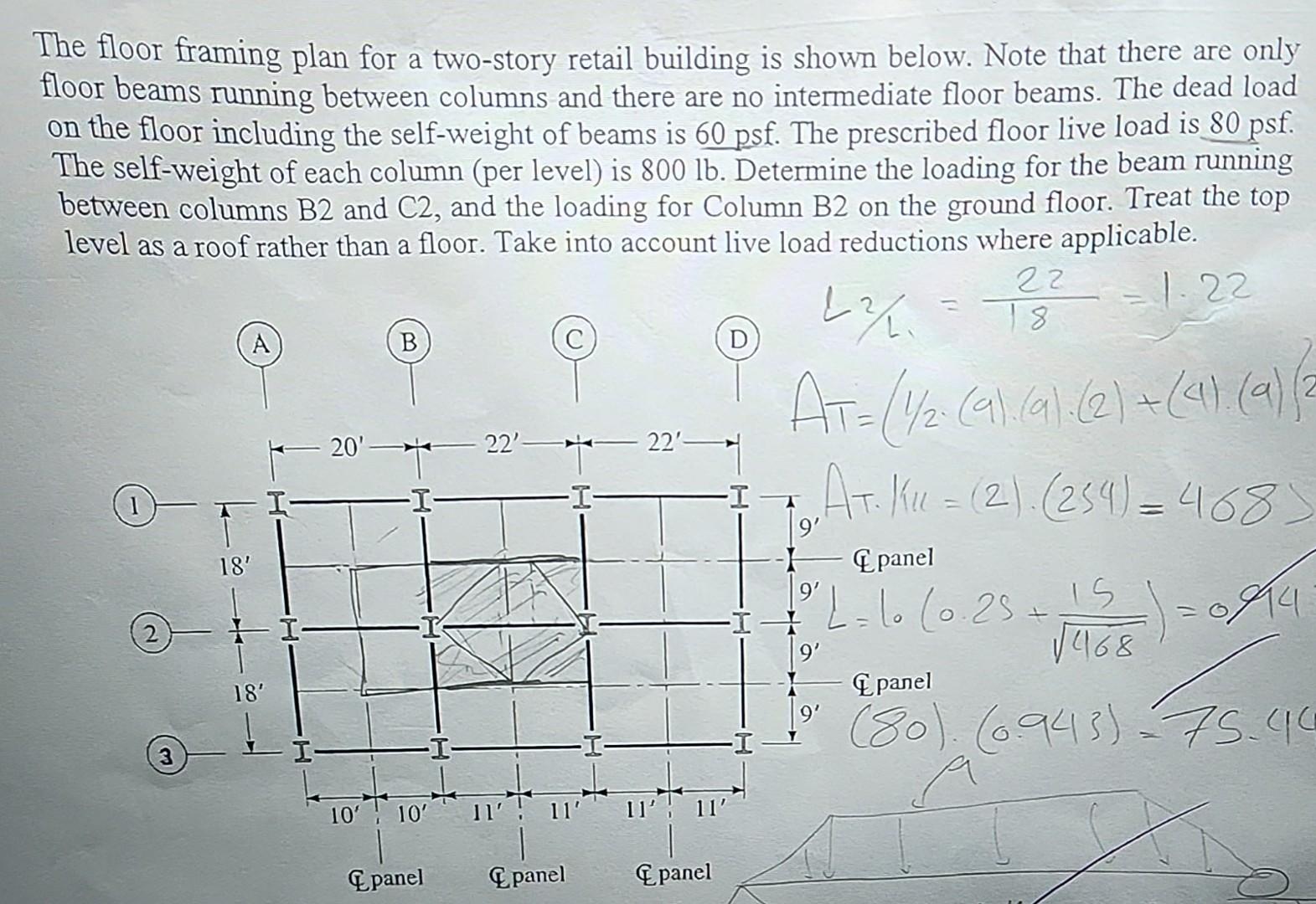 Solved The floor framing plan for a two-story retail | Chegg.com