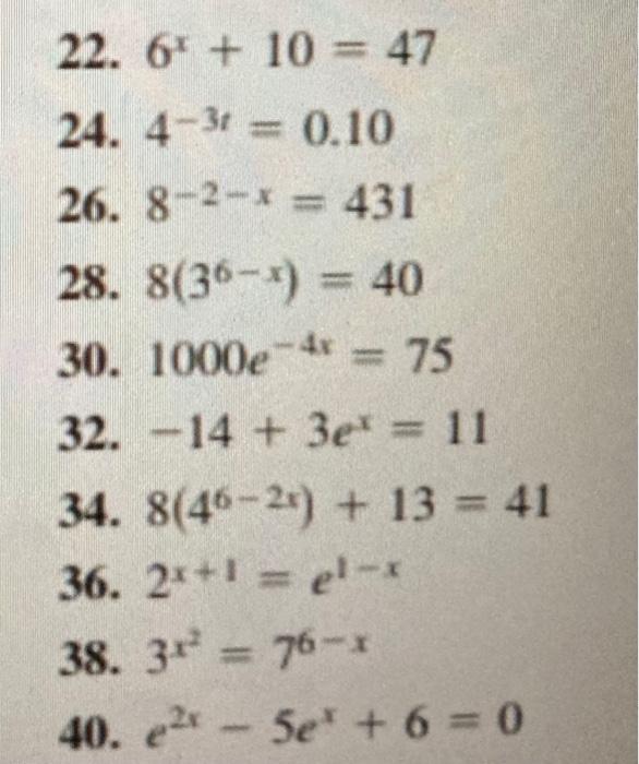 Solved 22. 6% + 10 = 47 24. 4-31 = 0.10 26. 8-2-*= 431 28. | Chegg.com