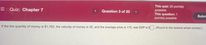 Solved Quiz: Chapter 7 Question 3 of 20 This quiz: 20 | Chegg.com
