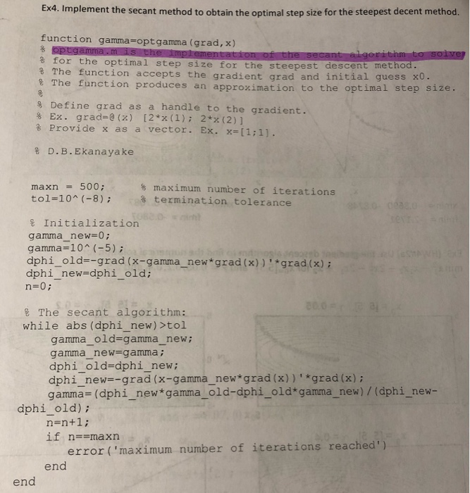 MATLAB script file implementing the method of steepest descent