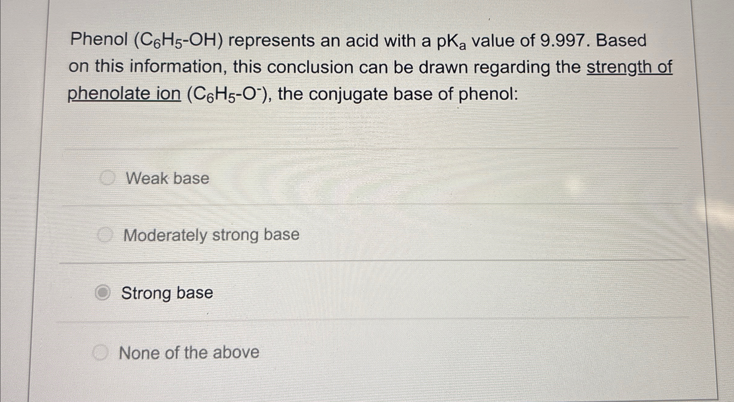Solved Phenol (C6H5-OH) ﻿represents an acid with a pKa | Chegg.com