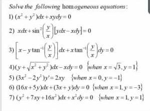 Solved Solve The Following Homogeneous Equations 1 X Chegg Com