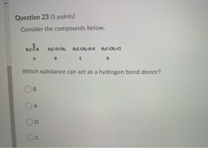 Solved Question 23 (5 points) Consider the compounds below. | Chegg.com