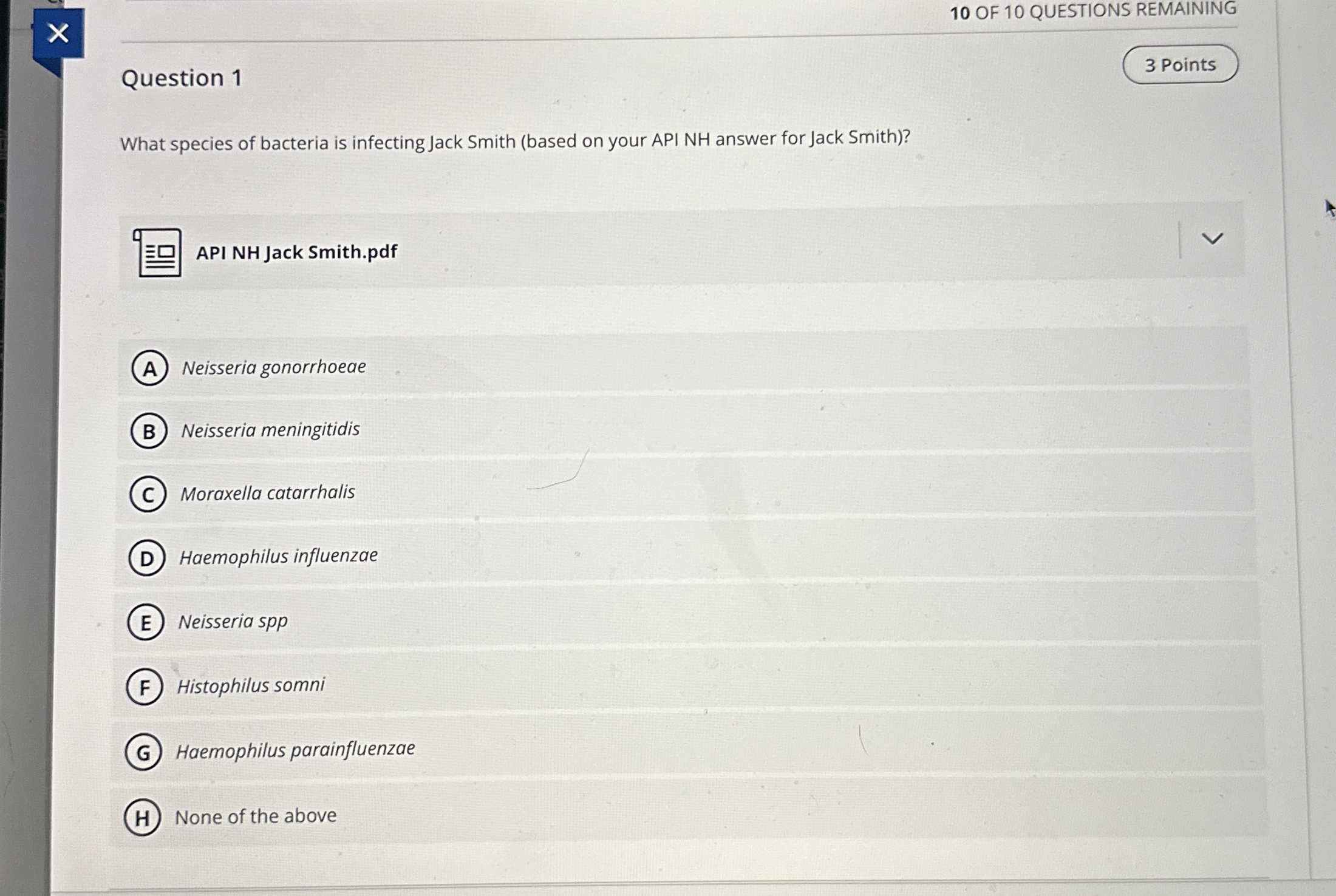 Solved 10 ﻿OF 10 ﻿QUESTIONS REMAININGQuestion 1What species | Chegg.com