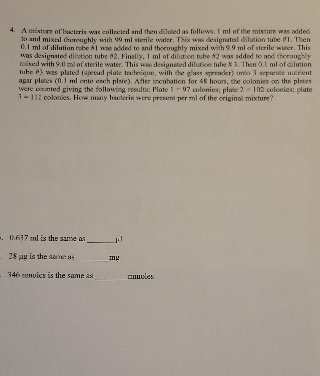 Practice Dilution Problems Section I Vio 1. How