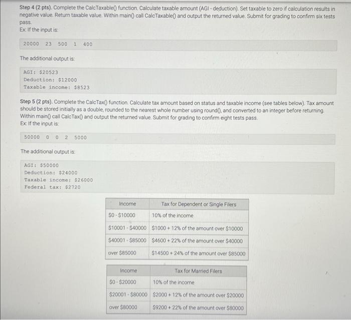 Solved 20.9 LAB*: Program: Income tax form - functions | Chegg.com