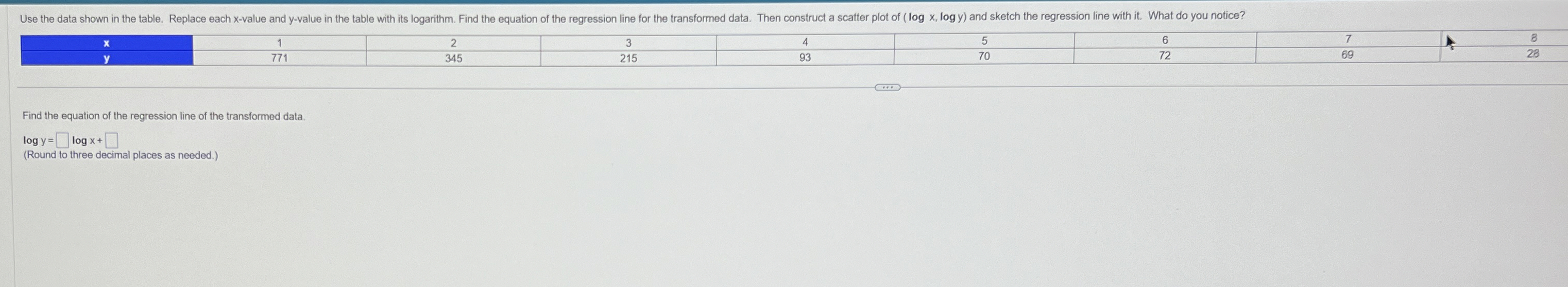 Solved Use the data shown of the table replace each X value | Chegg.com