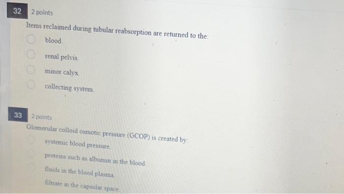 Solved 36 2 points Which of these is a hormone that lowers | Chegg.com