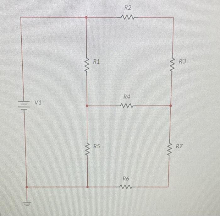 Solved R2) - ERI R1 R3 R4 = V1 R5 R7 R6 w Please refer to | Chegg.com