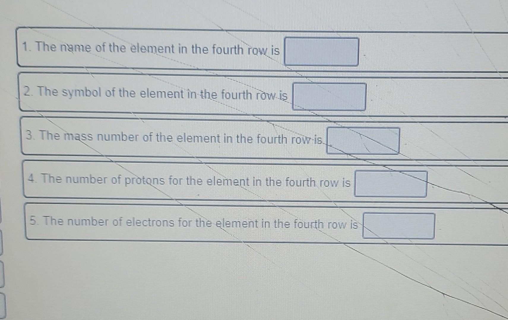 1. The name of the element in the fourth row is 2. Chegg