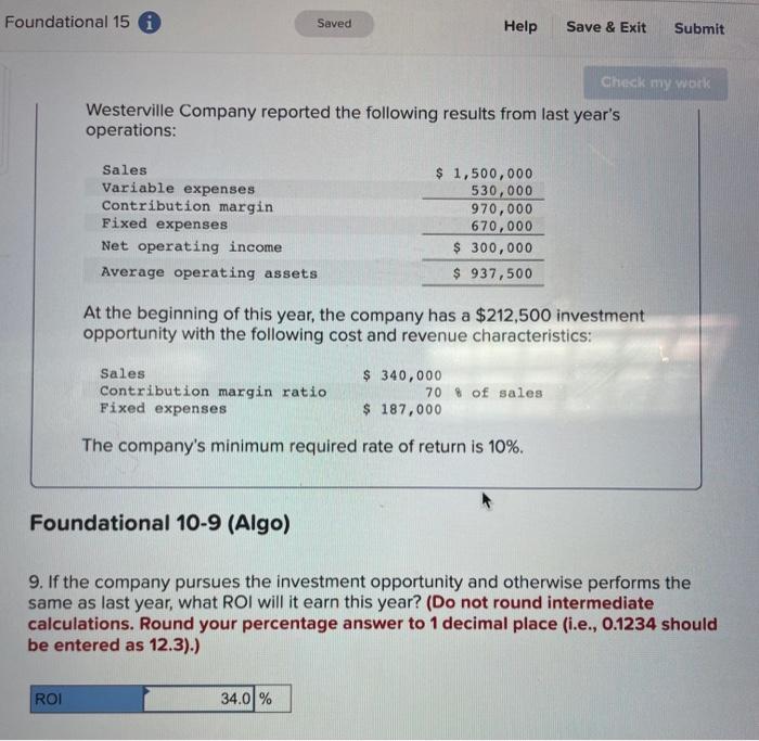 Solved Foundational 15 6 Saved Help Save & Exit Submit Check | Chegg.com