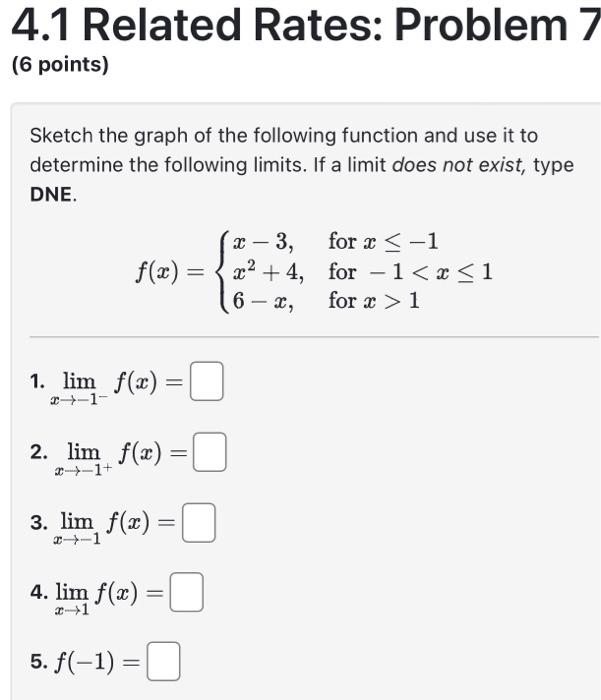 Solved 4.1 Related Rates: Problem 7 (6 points) Sketch the | Chegg.com