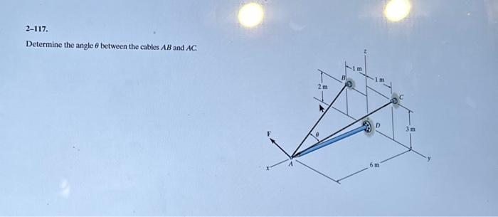 Solved 2-117. Determine the angle θ between the cables AB | Chegg.com