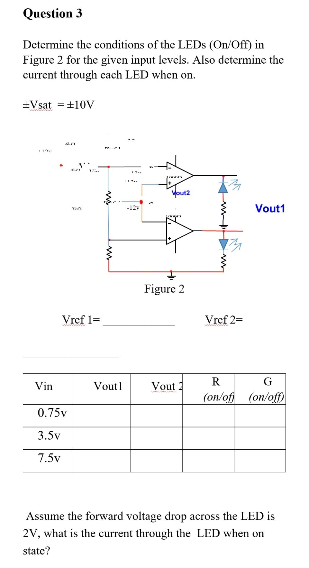 Question 3 Determine the conditions of the LEDs | Chegg.com