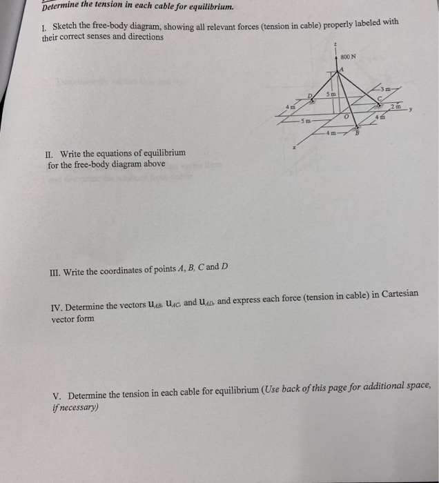 Solved Determine the tension in each cable for equilibrium. | Chegg.com