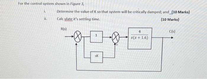 Solved For the control system shown in Figure 3, i. | Chegg.com