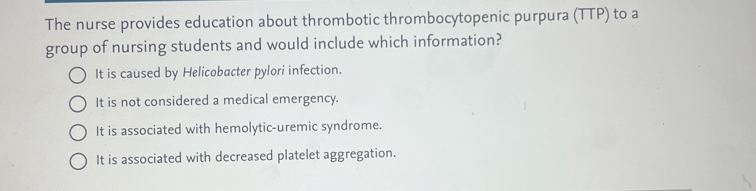 Solved The nurse provides education about thrombotic | Chegg.com