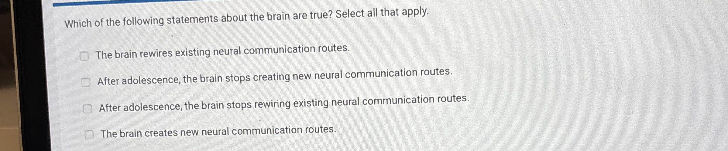 Solved Which of the following statements about the brain are | Chegg.com