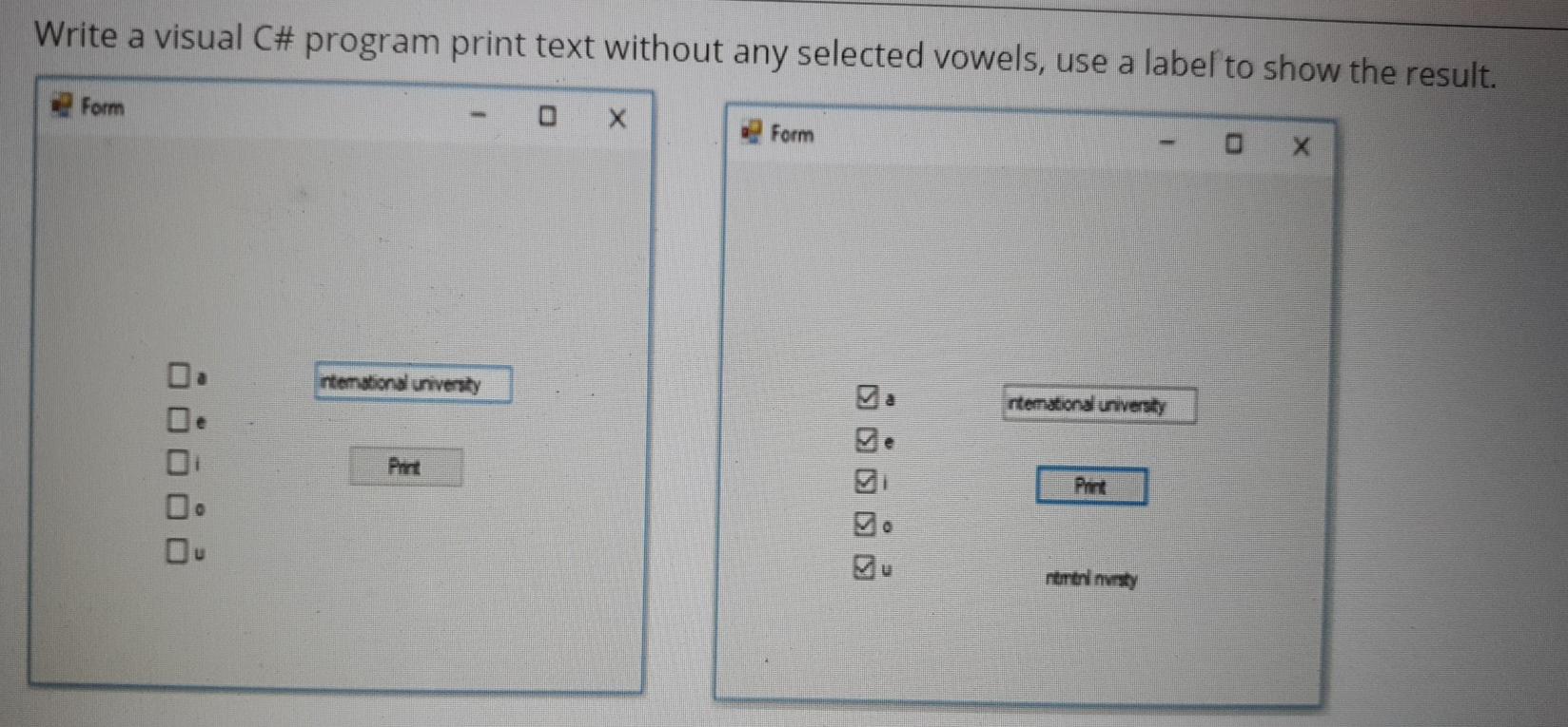 Solved Write a visual C# program print text without any | Chegg.com