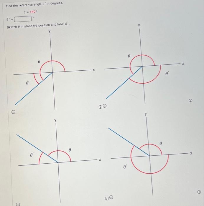 Solved Find the reference angle θ′ in degrees. | Chegg.com