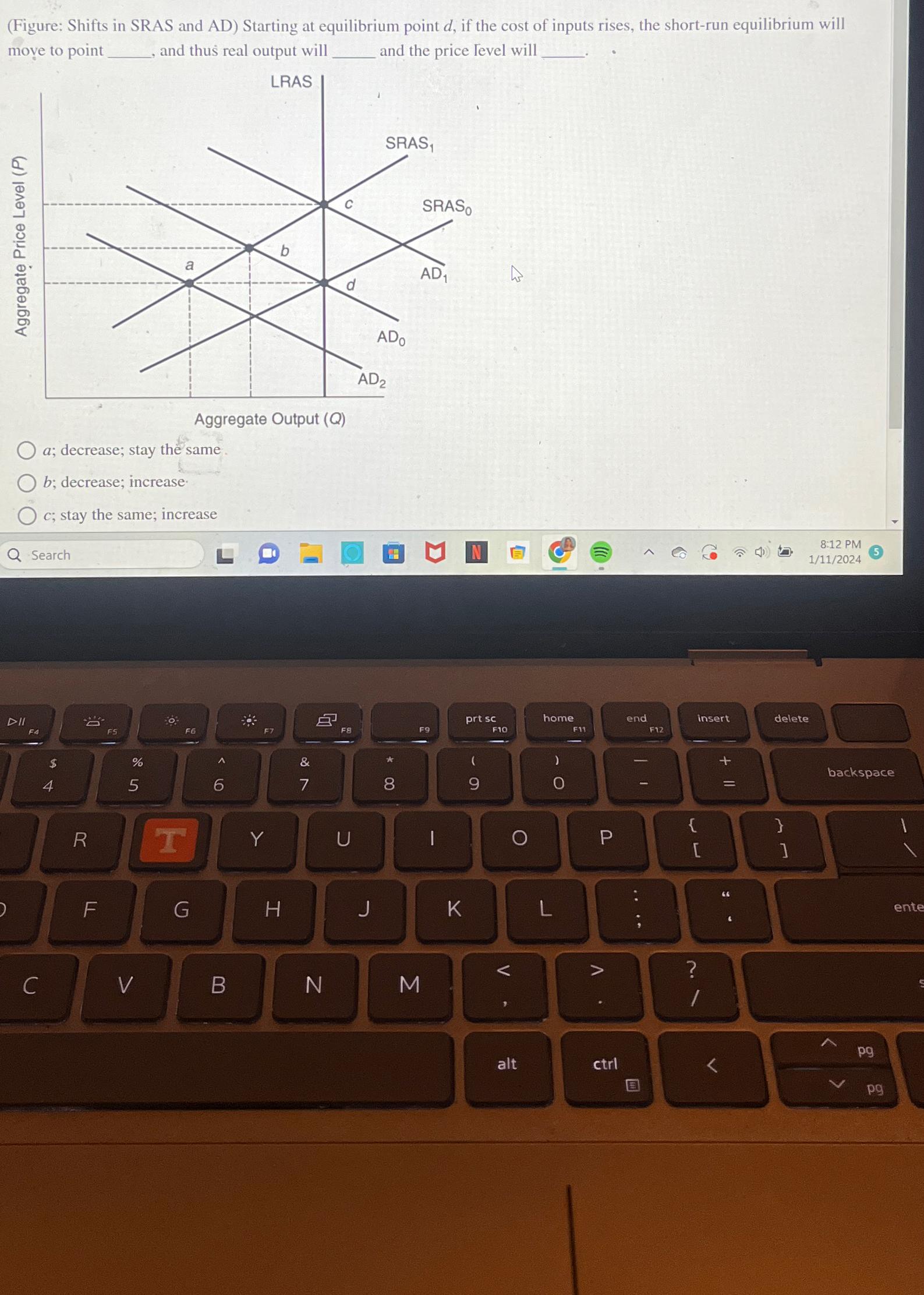 Solved (Figure Shifts in SRAS and AD) ﻿Starting at