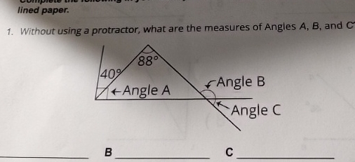 Solved Angle RelationshipsNamt Complete the following in | Chegg.com