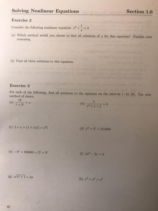 Solved Solving Nonlinear Equations Section 1.6 Exercise 2 | Chegg.com