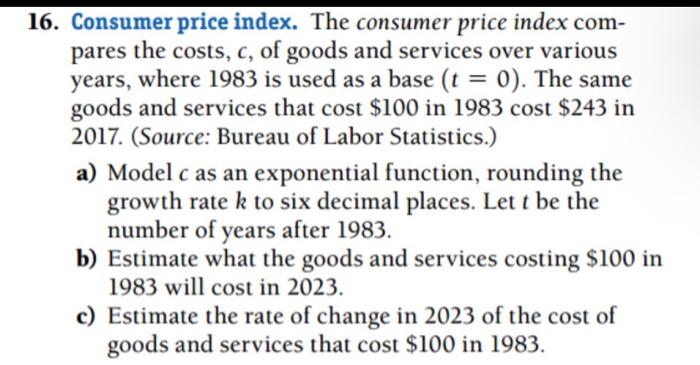 Solved 16. Consumer Price Index. The Consumer Price Index | Chegg.com