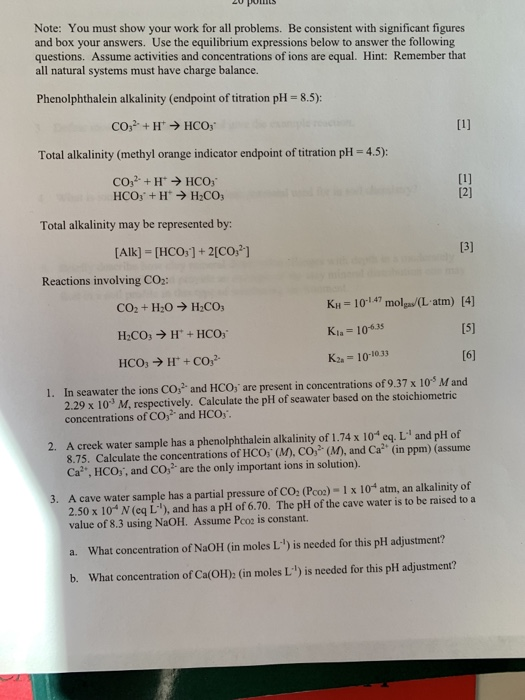 Solved 20 PULS Note: You must show your work for all | Chegg.com
