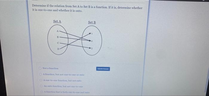 Solved Determine If The Relation From Set A To Set B Is A | Chegg.com