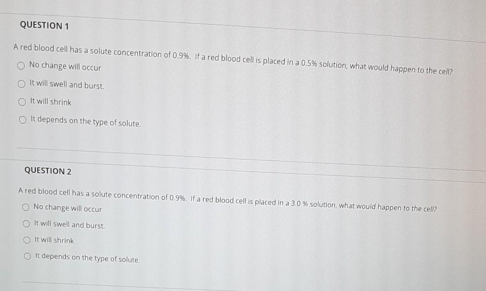 Solved QUESTION 1 A red blood cell has a solute | Chegg.com