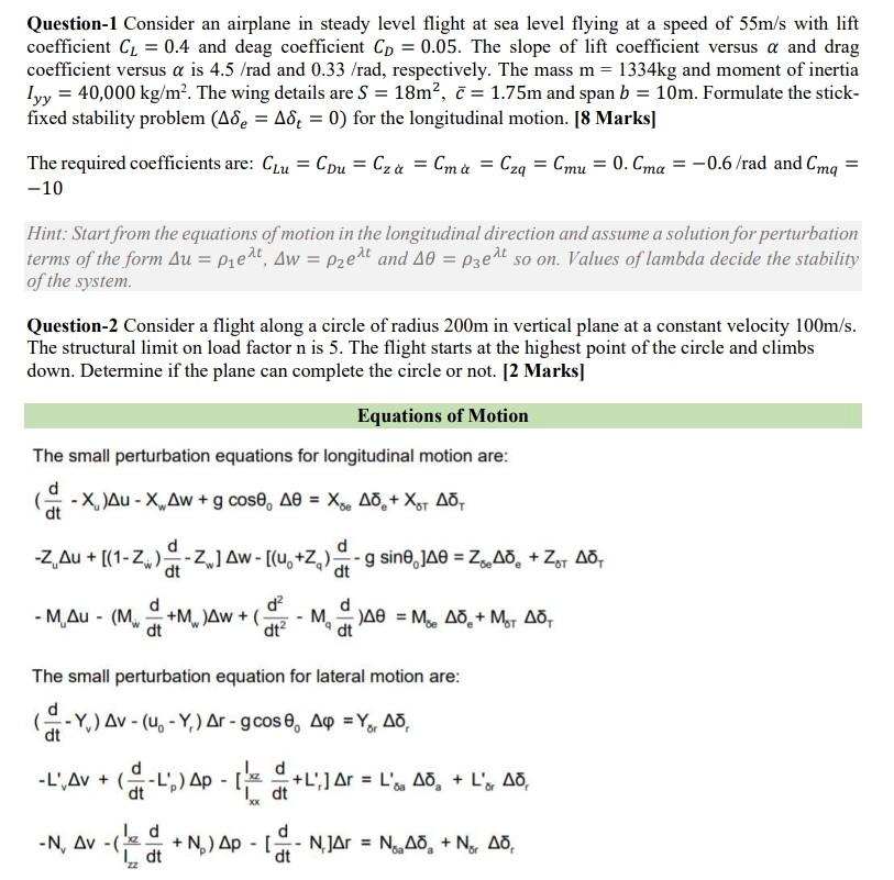 solved-question-1-consider-an-airplane-in-steady-level-chegg