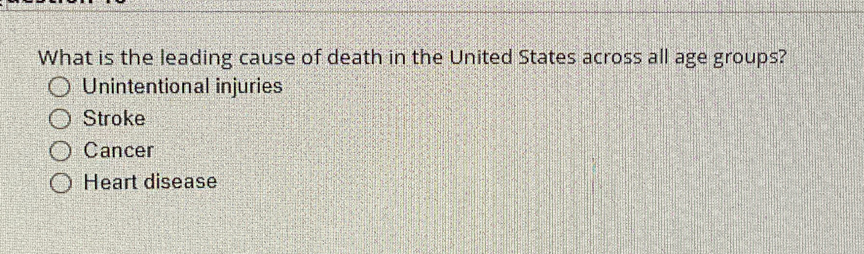 Solved What is the leading cause of death in the United | Chegg.com