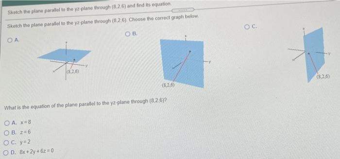 Solved Sketch the plane parallel to the yz plane through | Chegg.com