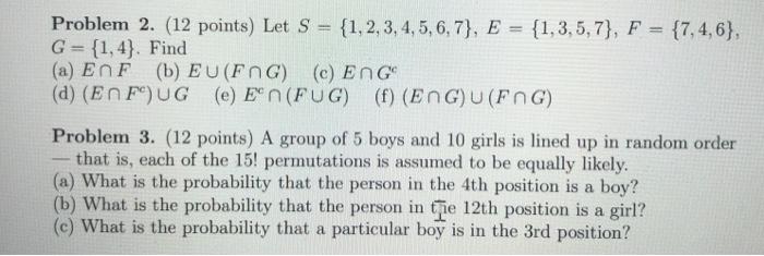 Solved Problem 2. (12 points) Let S = {1, 2, 3, 4, 5, 6, 7