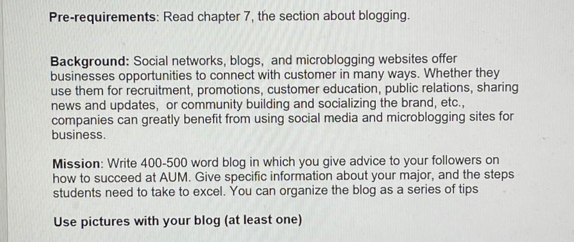 Solved Pre-requirements: Read chapter 7, the section about | Chegg.com