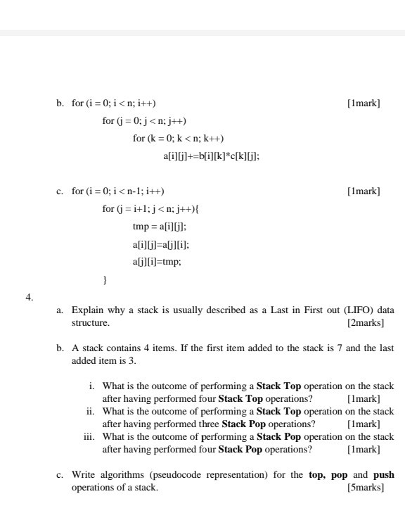 Solved [1mark] B. For (i = 0; I | Chegg.com