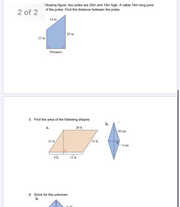 Solved ollowing figure, two poles are 25m and 15m high. A | Chegg.com